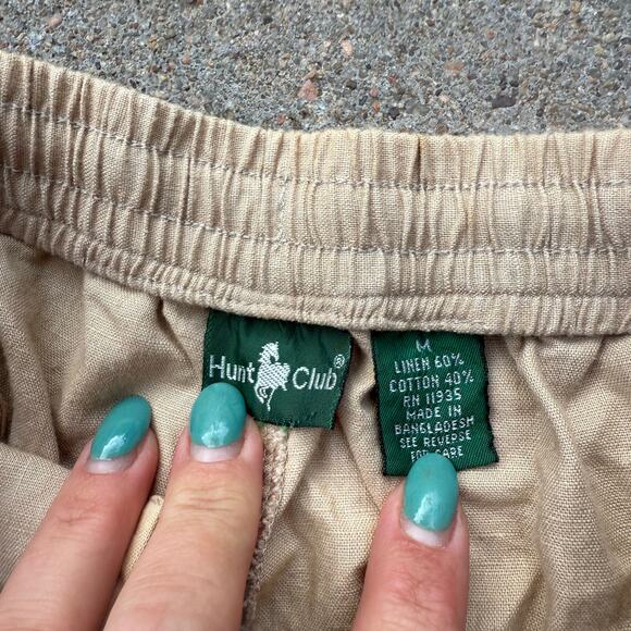 Vintage Hunt Club Linen Cotton Cream Beige Elastic Waist Casual Pants Slacks MED - Picture 3 of 7